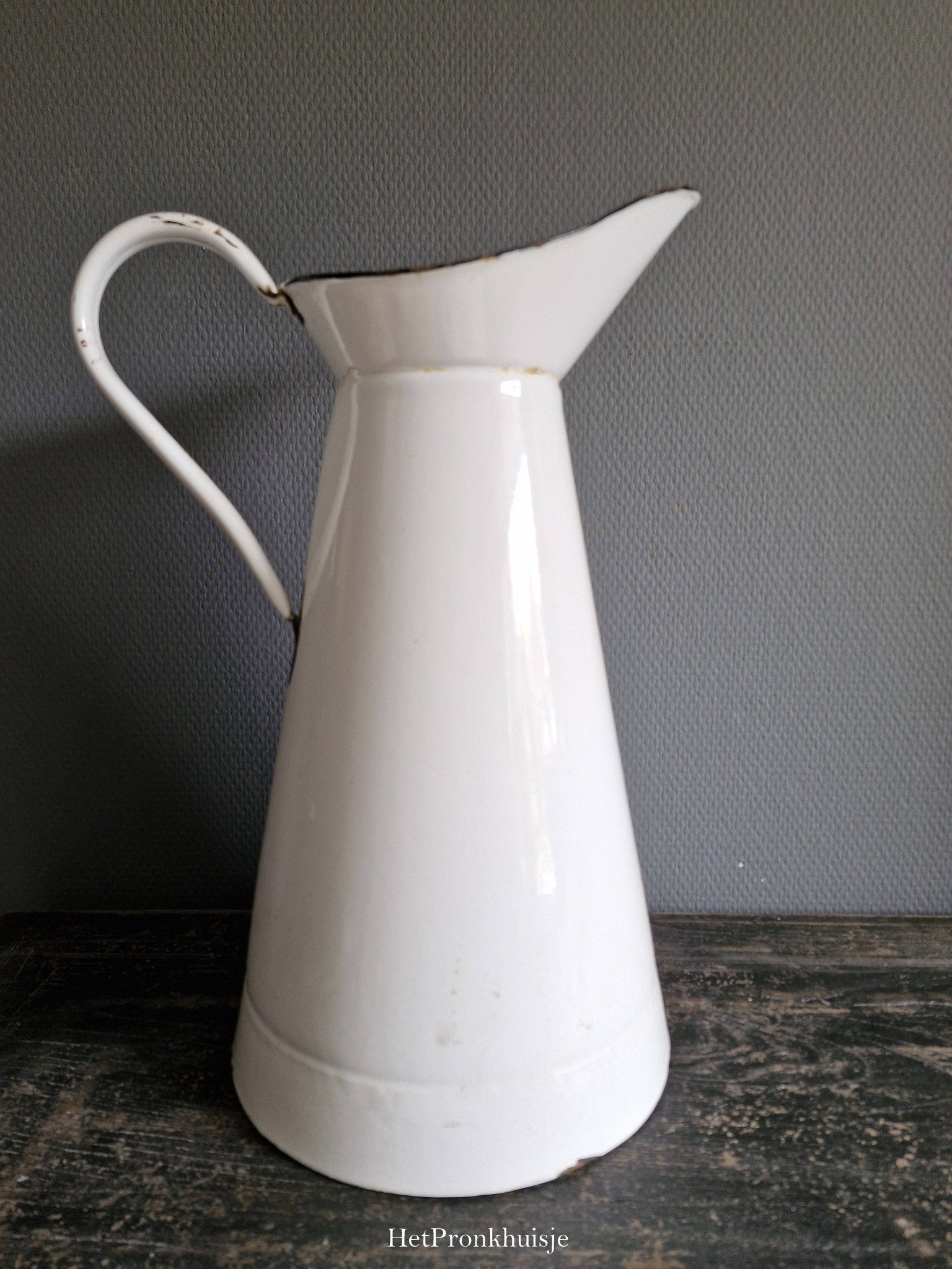 Wit emaille kan. XL