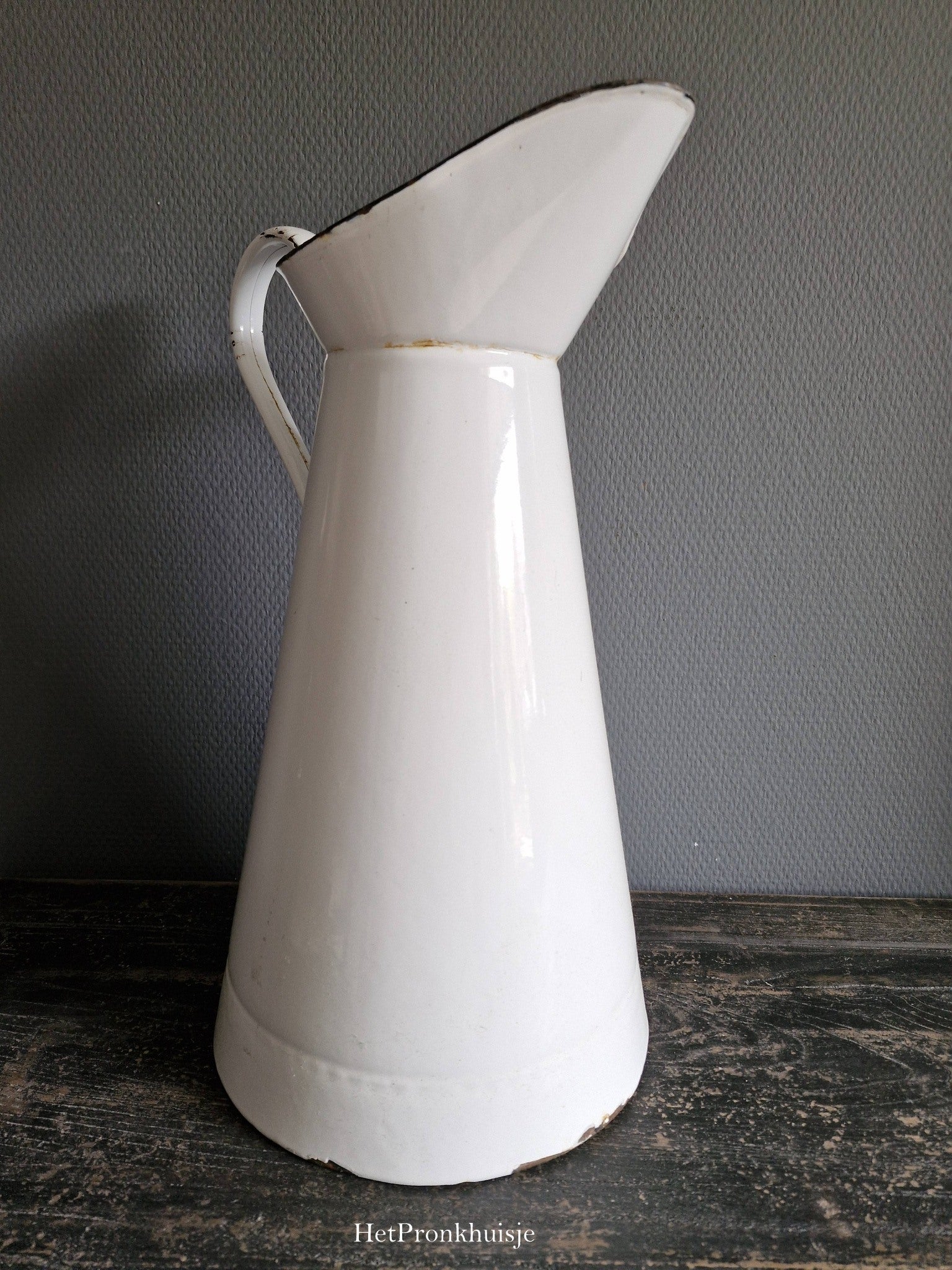 Wit emaille kan. XL
