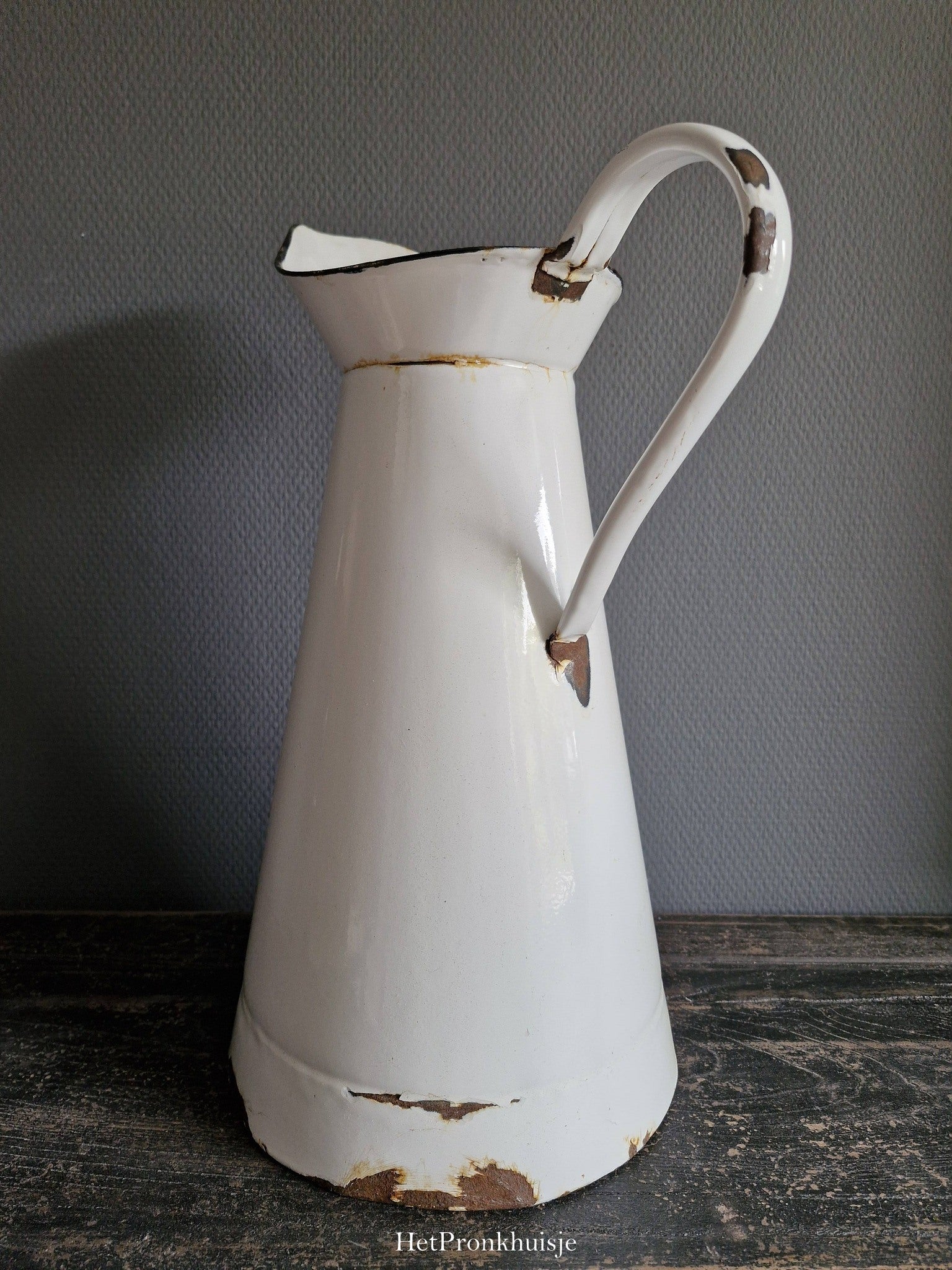 Wit emaille kan. XL