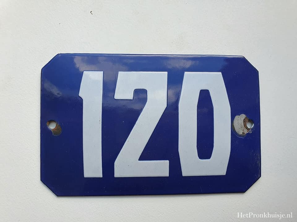 Oud emaille huisnummer. Nr 120